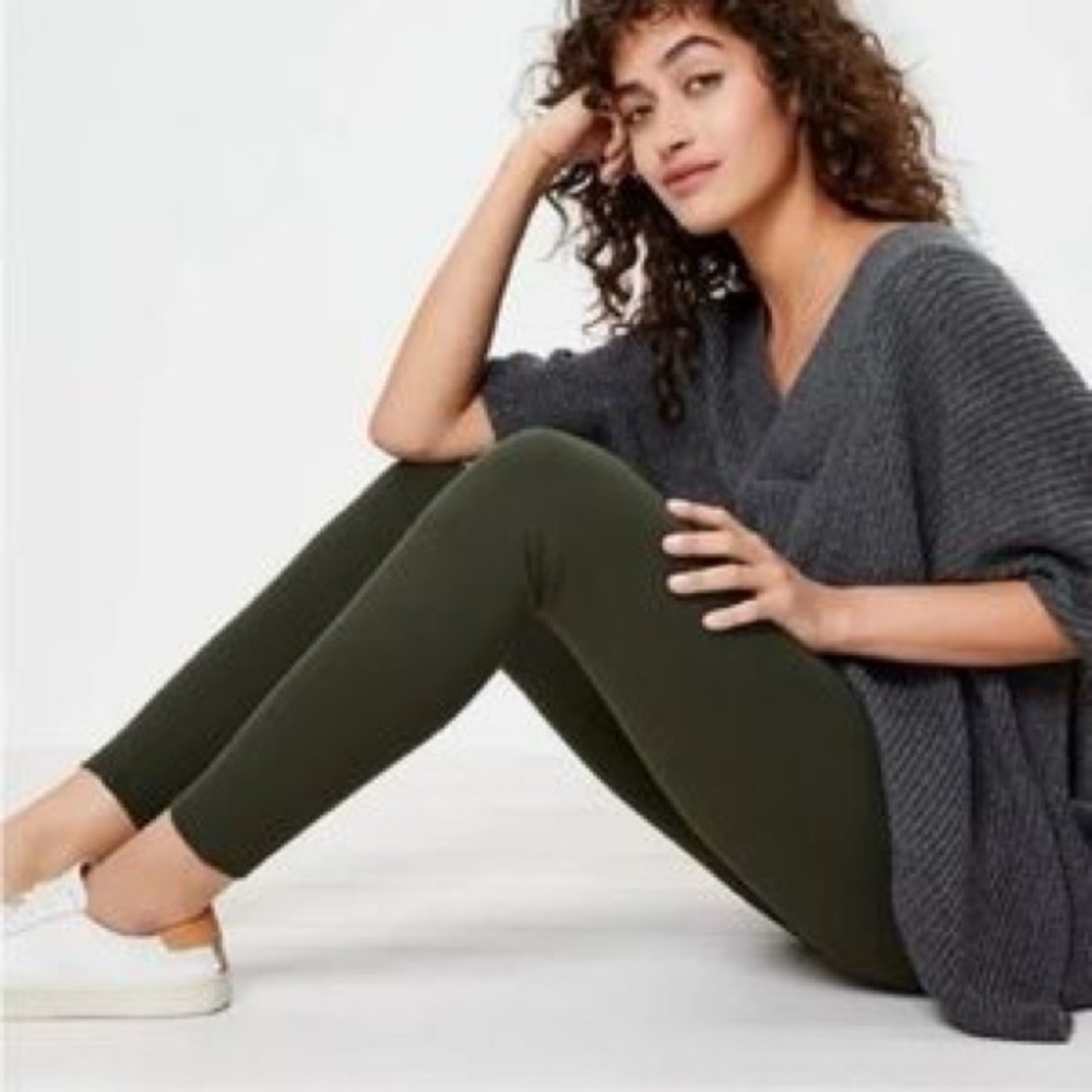 Lou & Grey Cozy Brushed Feel Good Leggings Forest‎ Green Size Medium
